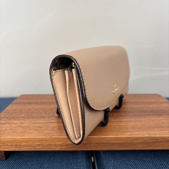 Coach Tan Crossgrain Leather Brown Signature Pop Envelope Wallet - Picture 2 of 16